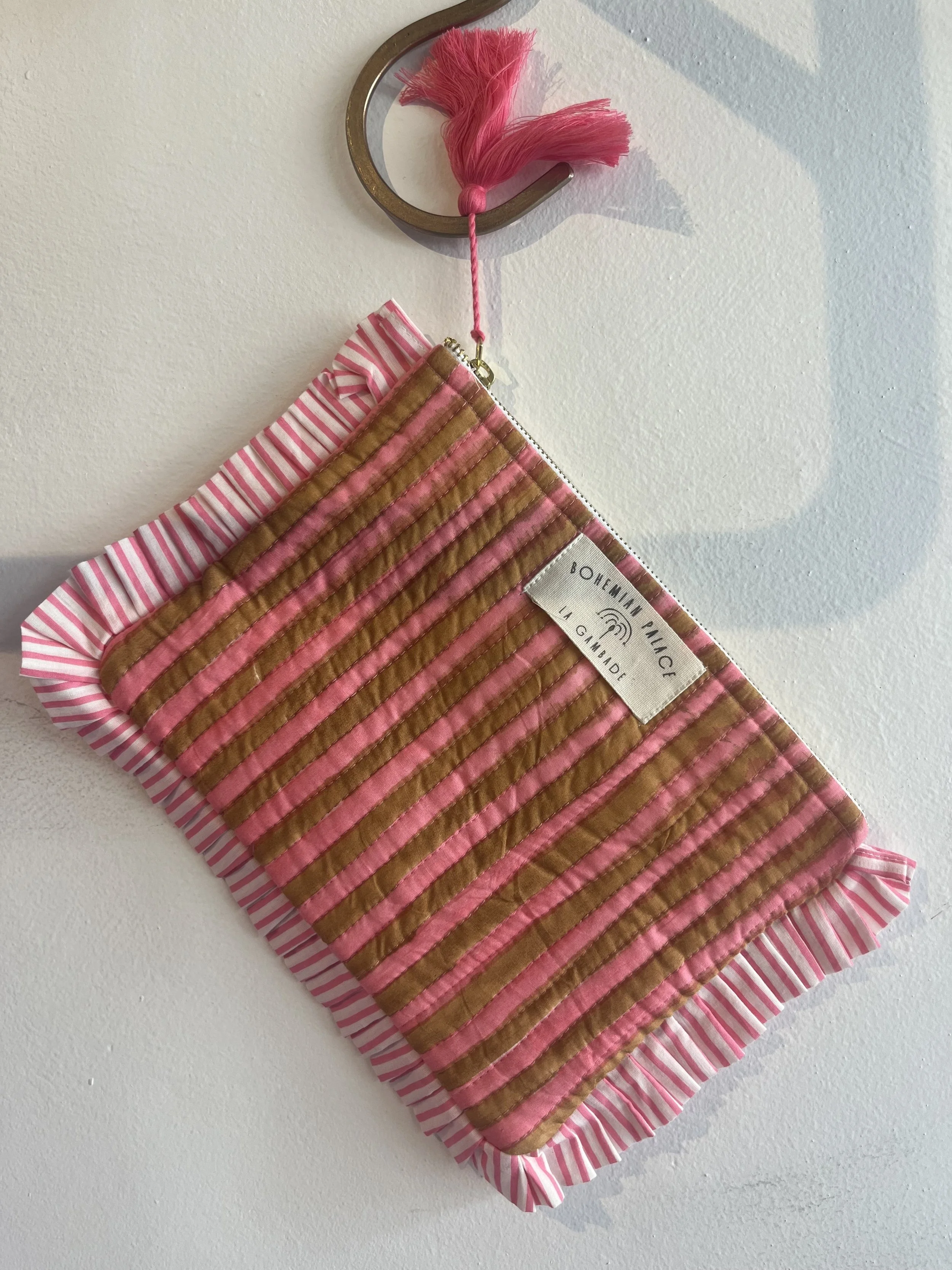 La Gambade french cotton striped clutch bag