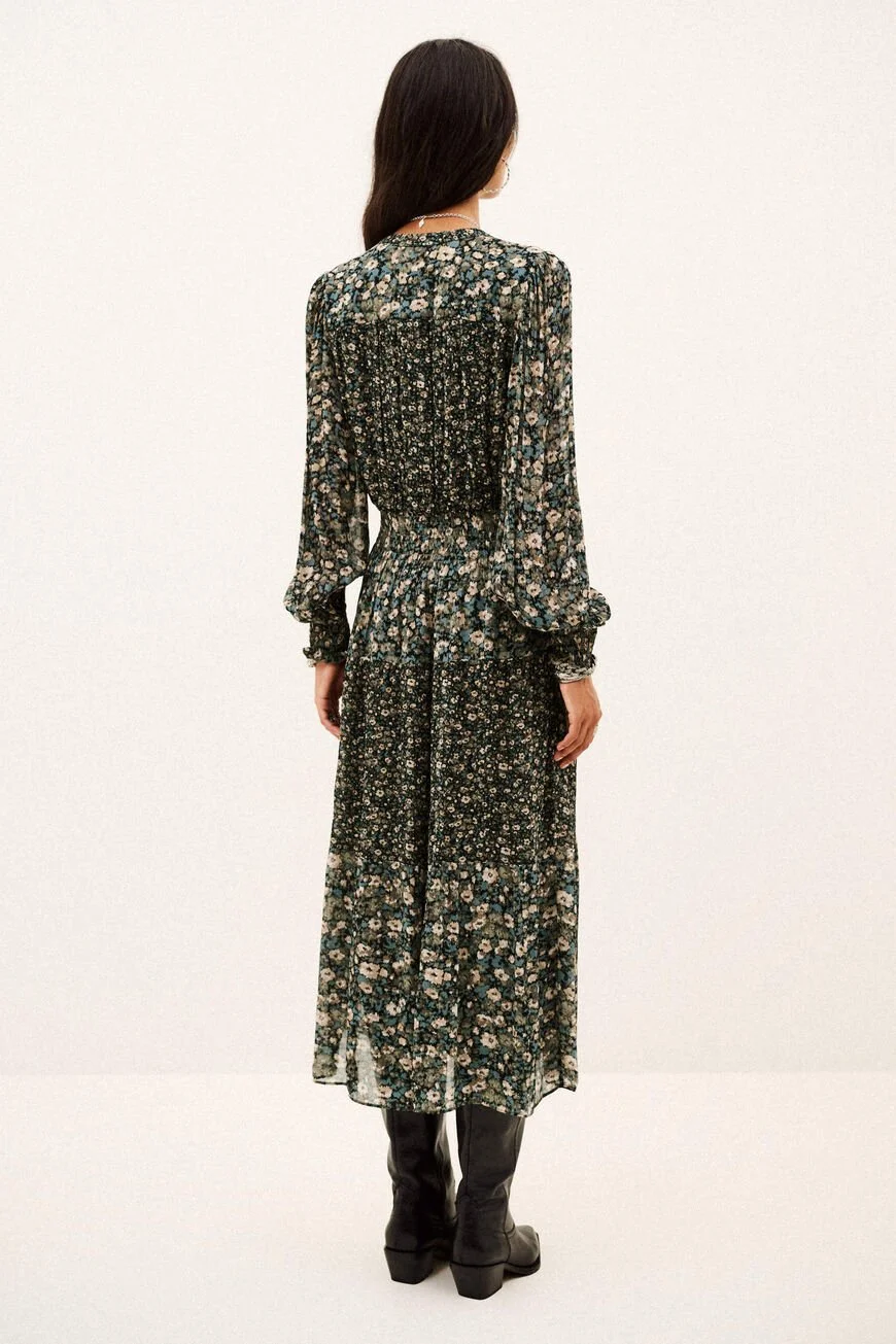 Ba&sh kacy dress in khaki on model back view