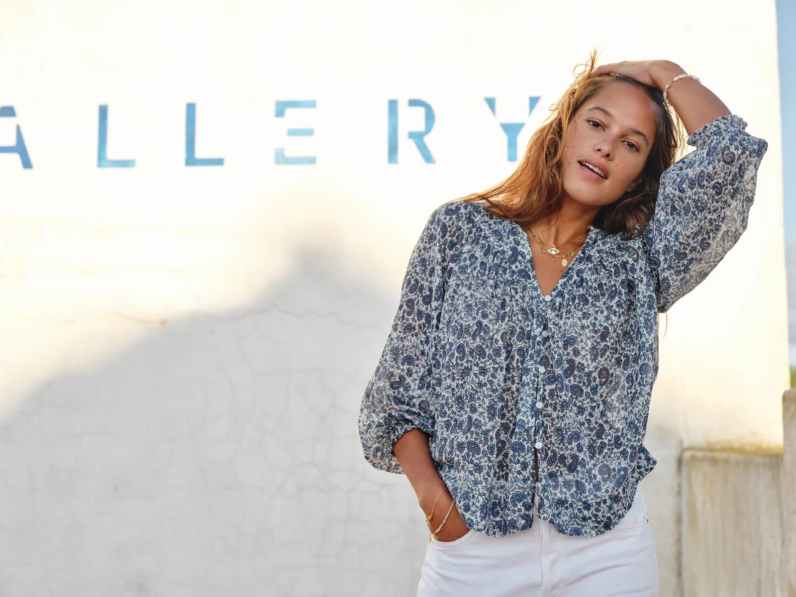 M.A.B.E Apparel esti long sleeve blouse blue