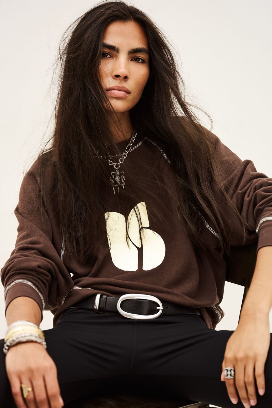 Ba&sh bart oversized embroidered sweatshirt on model front