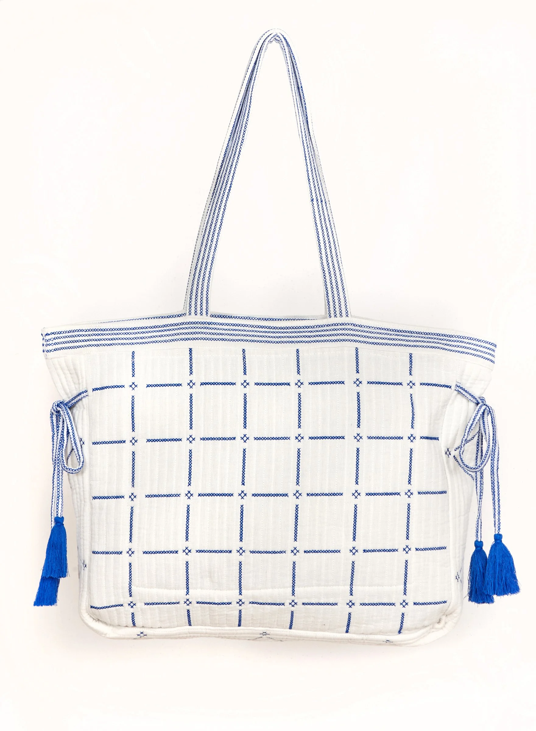 M.A.B.E Apparel laney quilted tote blue