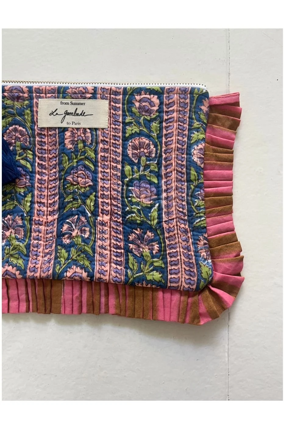 La Gambade french quilted cotton clutch bag