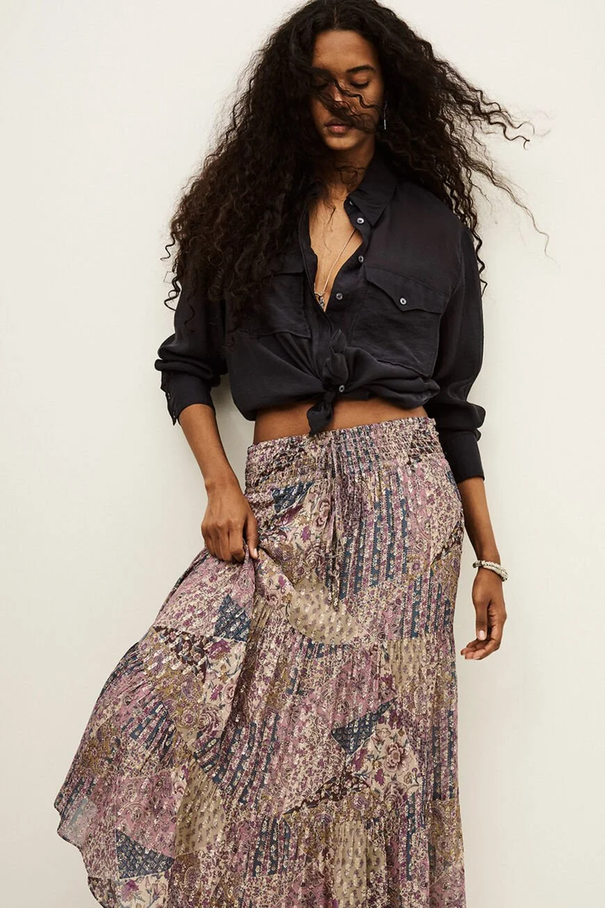 Ba&sh pitsy maxi skirt rose