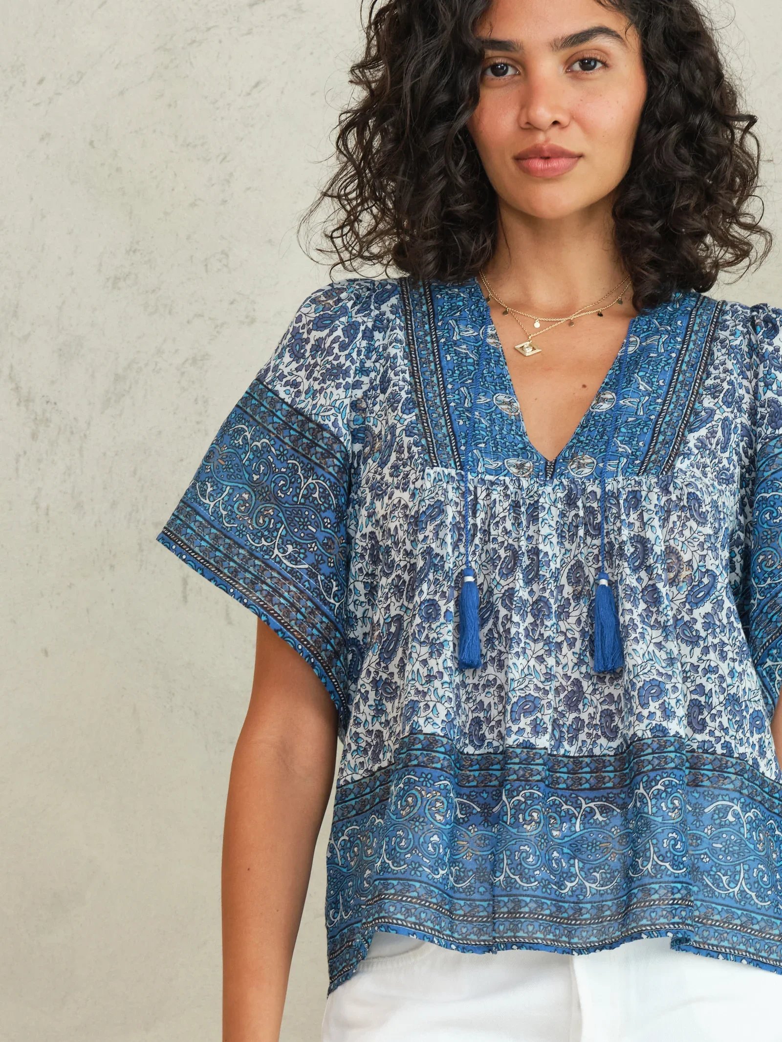 M.A.B.E Apparel esti short sleeve blouse blue