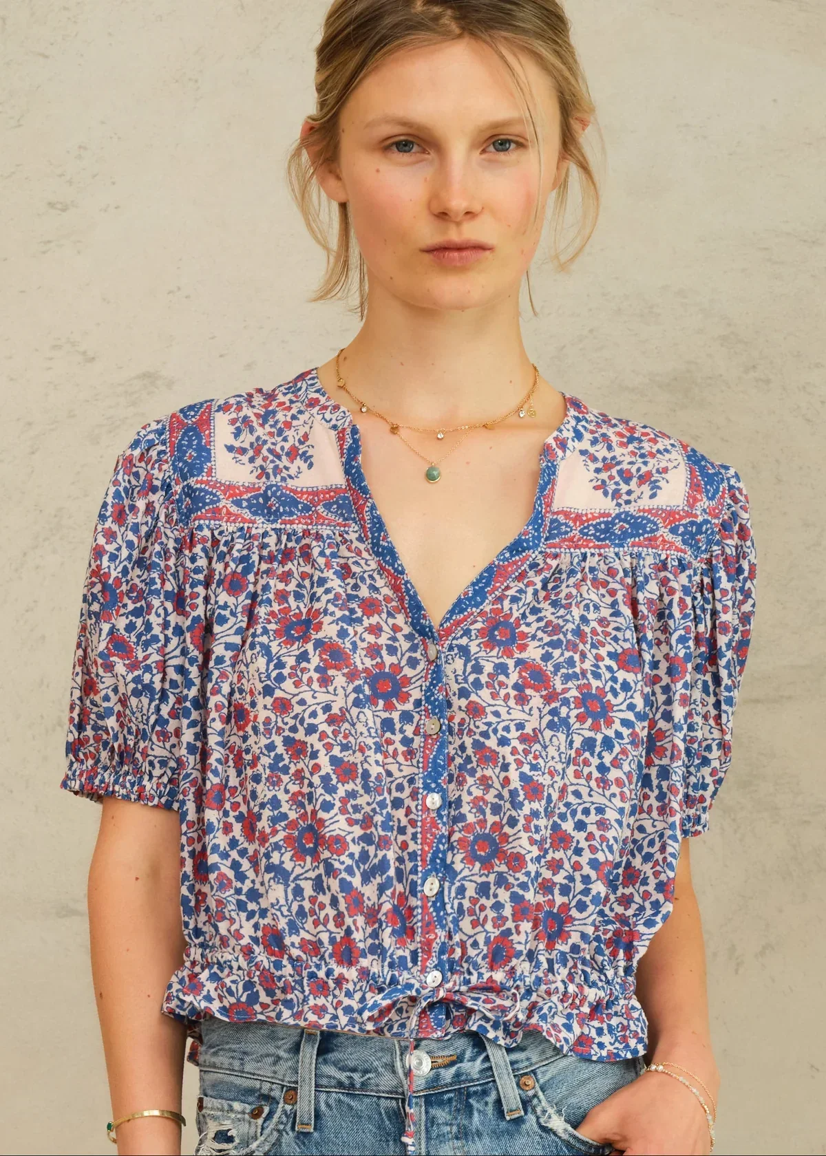 M.A.B.E Apparel della short sleeve blouse blue