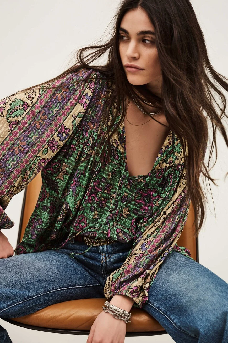 Ba&sh pamila blouse green front view on model