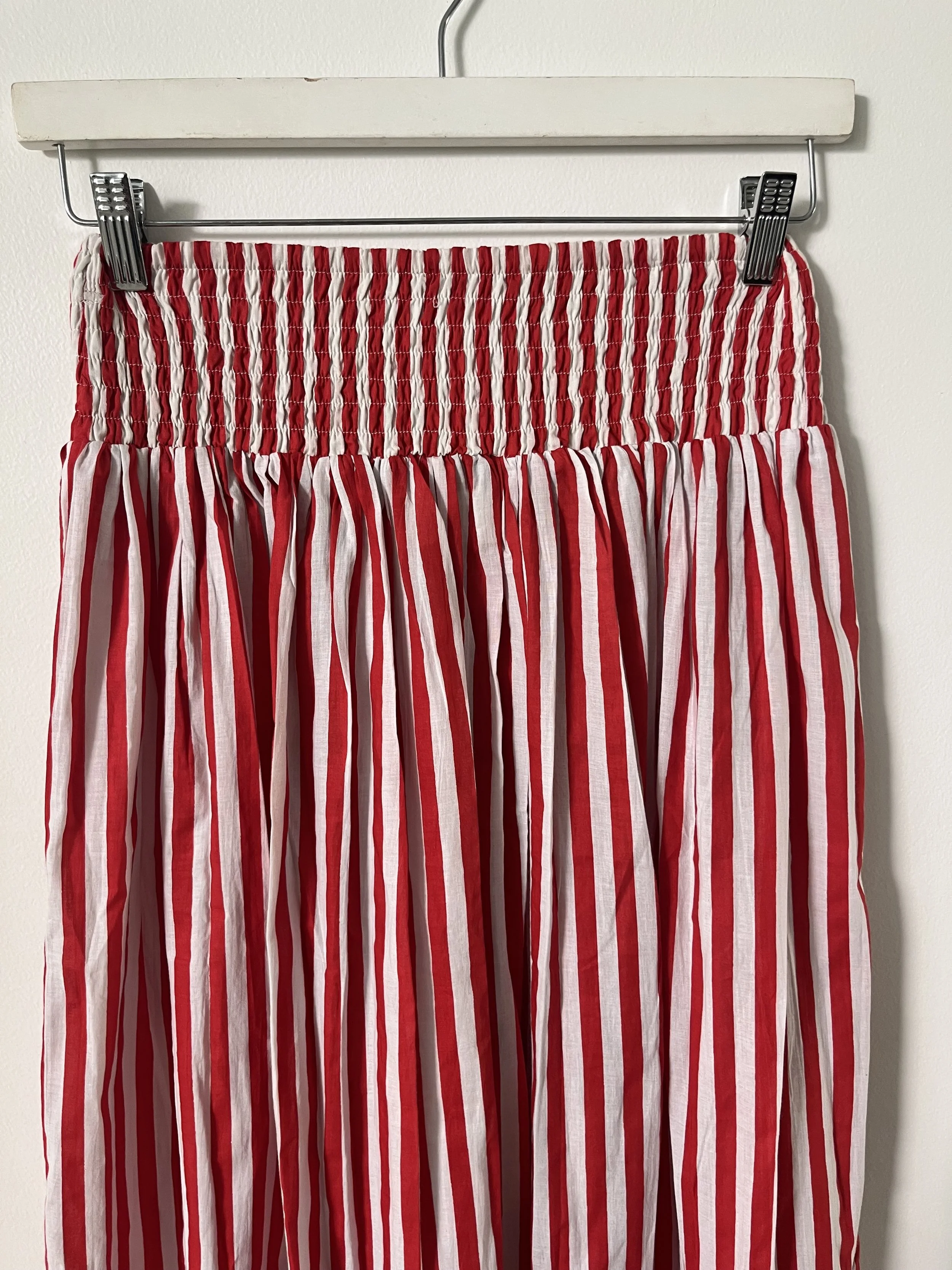 la gambade french red and white stripe skirt