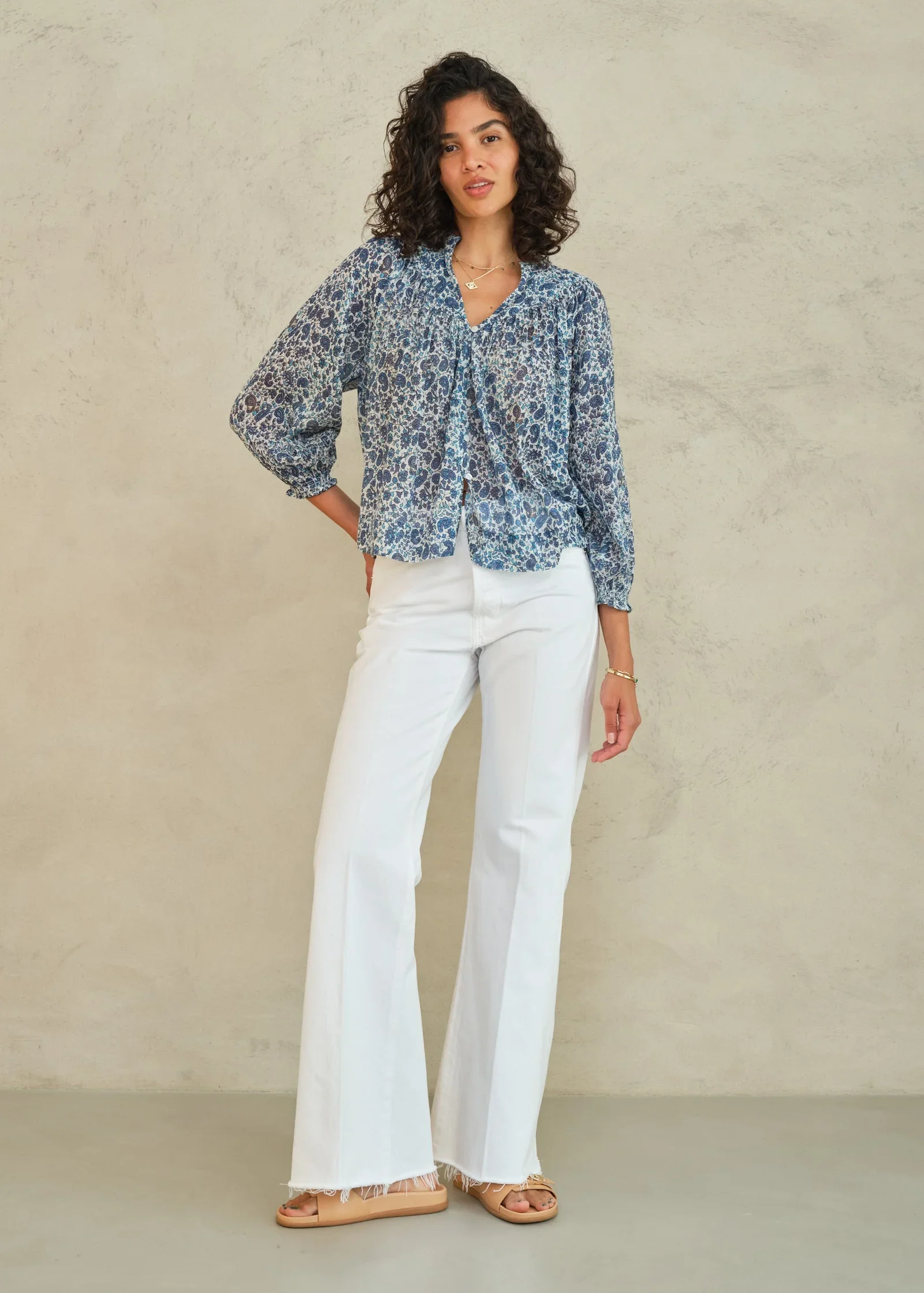 M.A.B.E Apparel esti long sleeve blouse blue