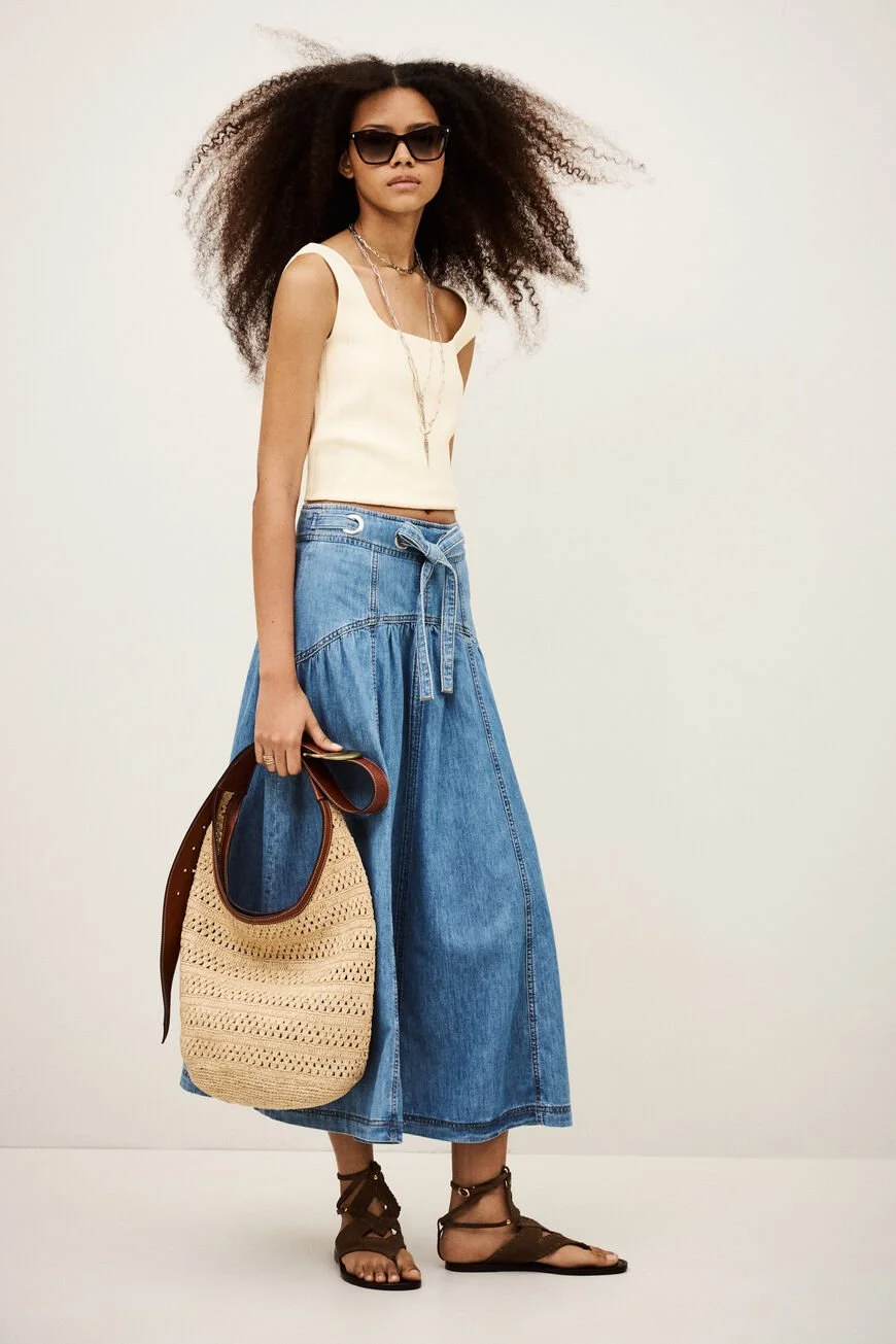 Ba&sh lonia skirt front view on model
