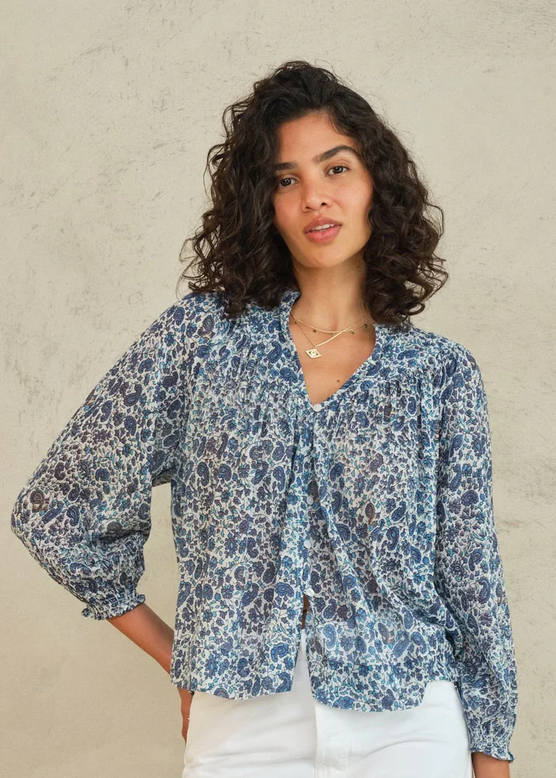 M.A.B.E Apparel esti long sleeve blouse blue