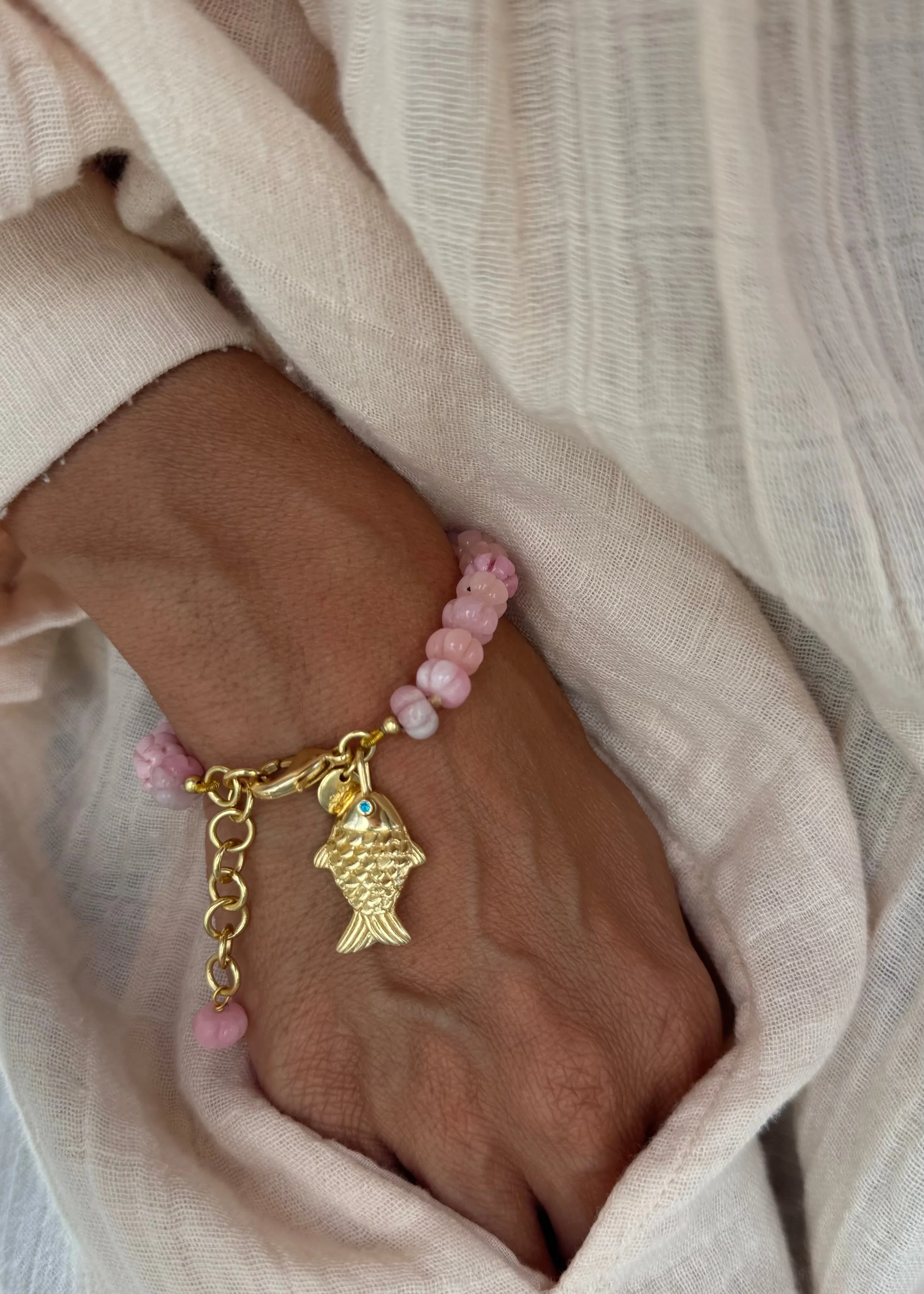 Sara Lashay Raani bracelet light pink on model