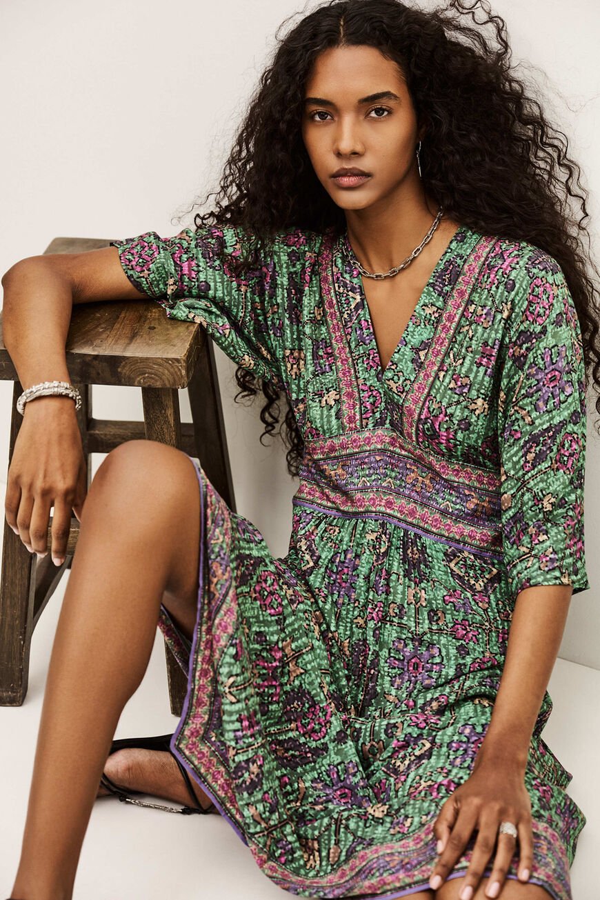 Ba&sh pipa dress green on model