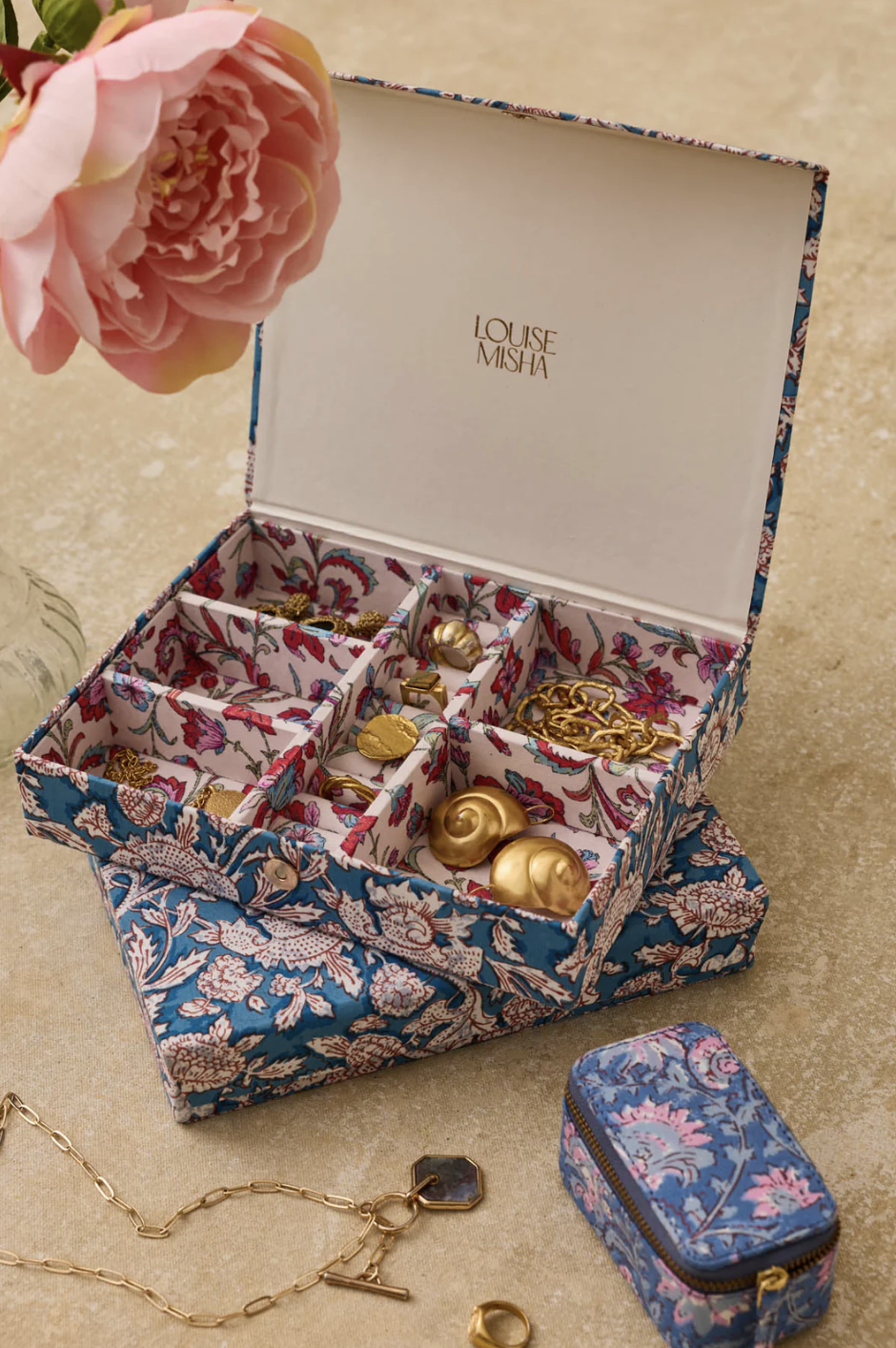 Louise Misha Soumaa Jewellery Box open floral print