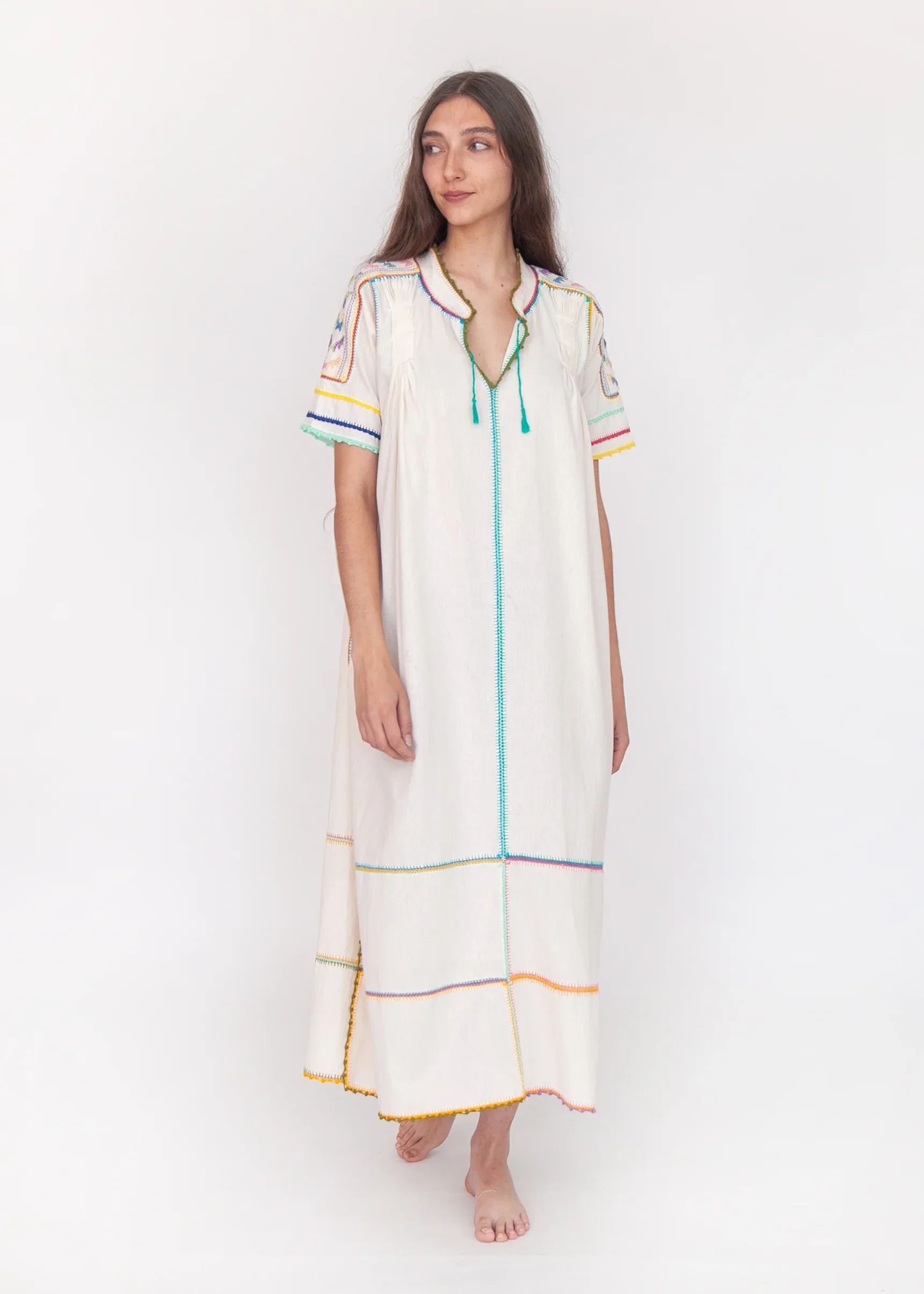Matta New York sirena dress natural multicolour short sleeves