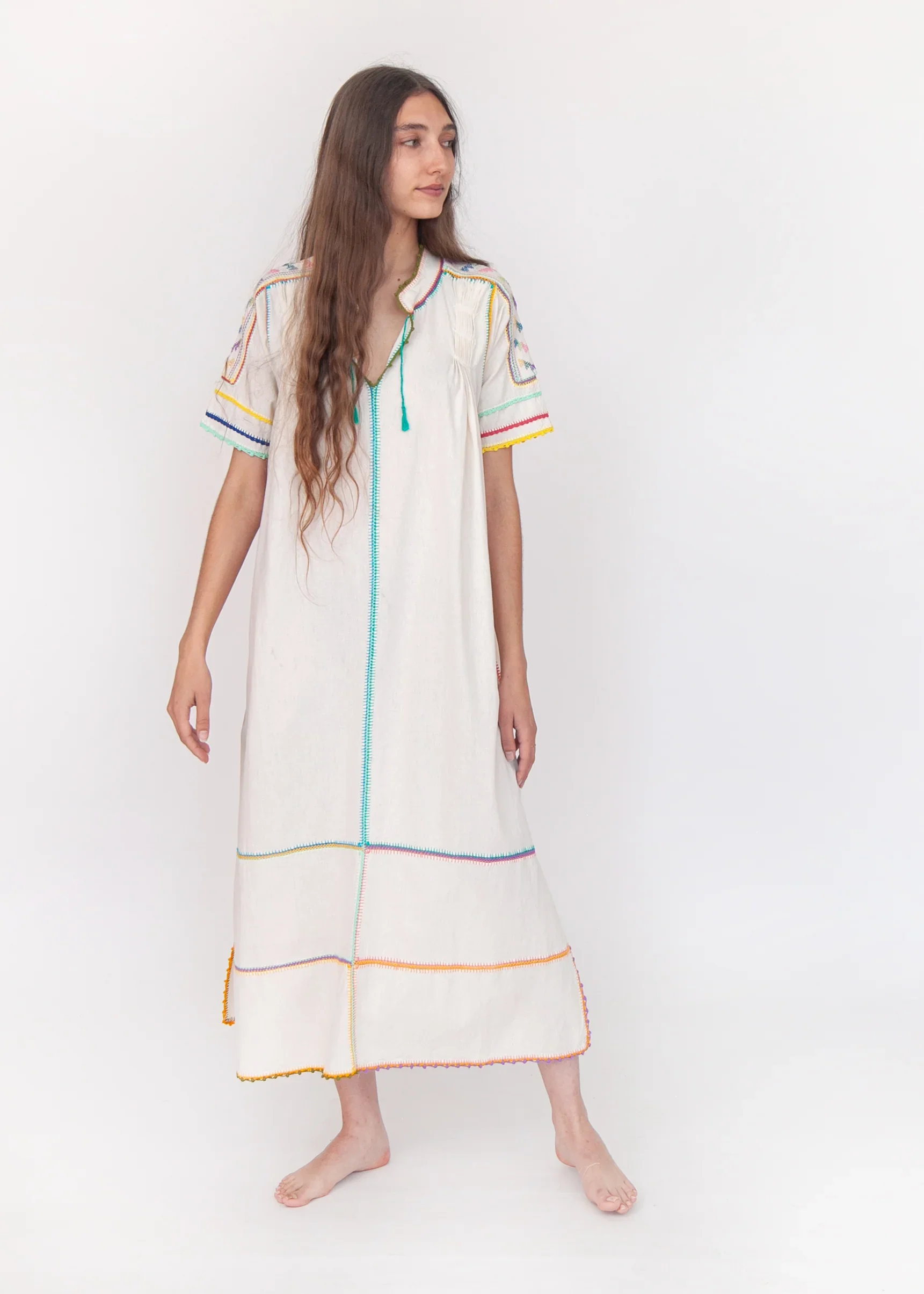 Matta New York sirena dress natural multicolour short sleeves