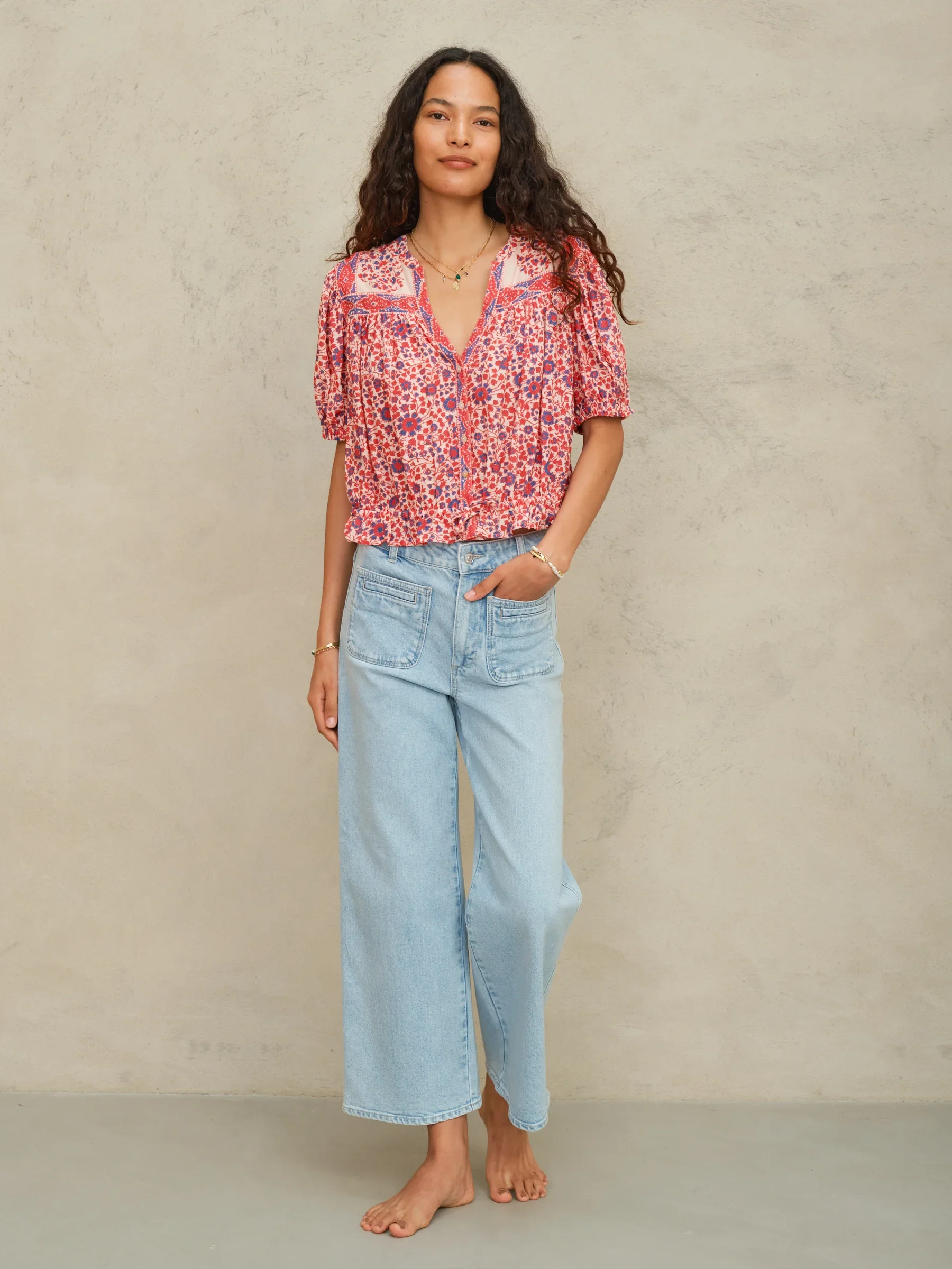 M.A.B.E Apparel della short sleeve blouse red