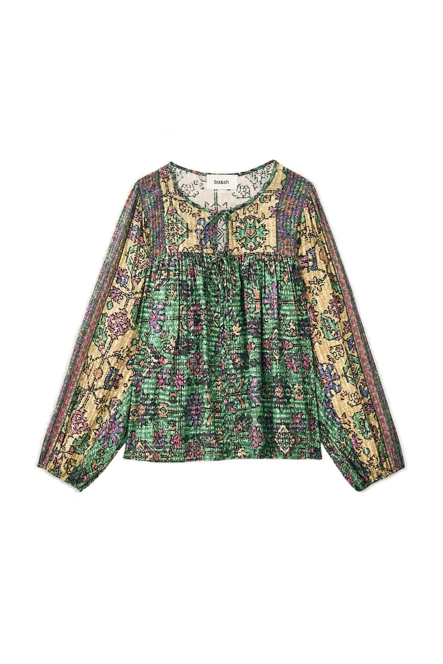 Ba&sh pamila blouse green flat lay image