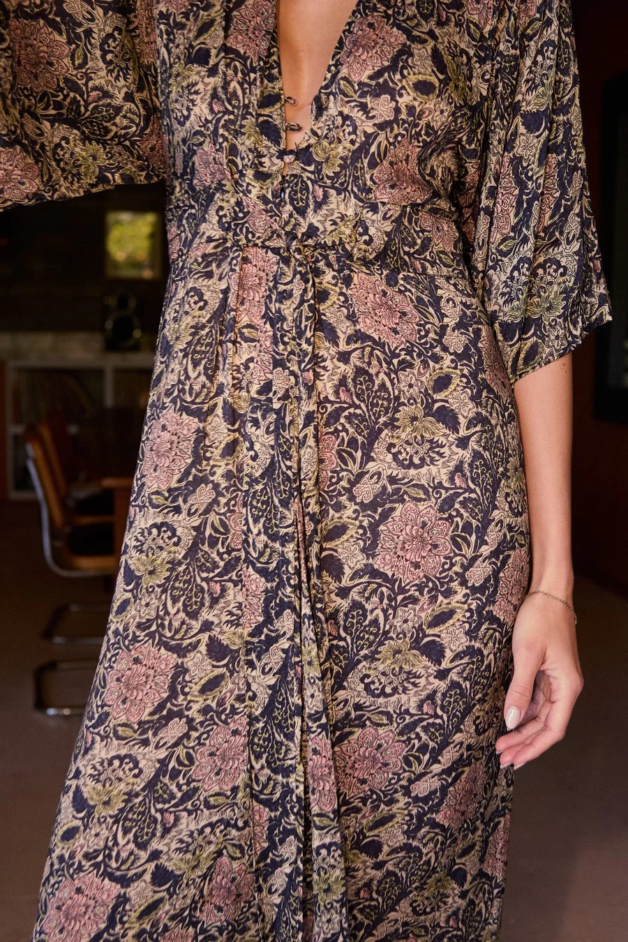 Natalie Martin Collection Sarah Dress floral dress on model detail