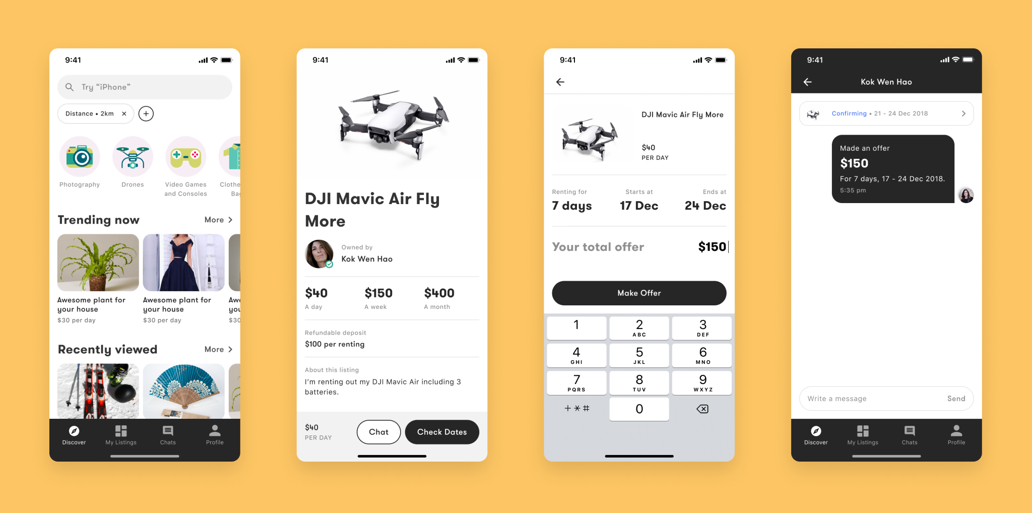 Steps for renters to send out an offer
