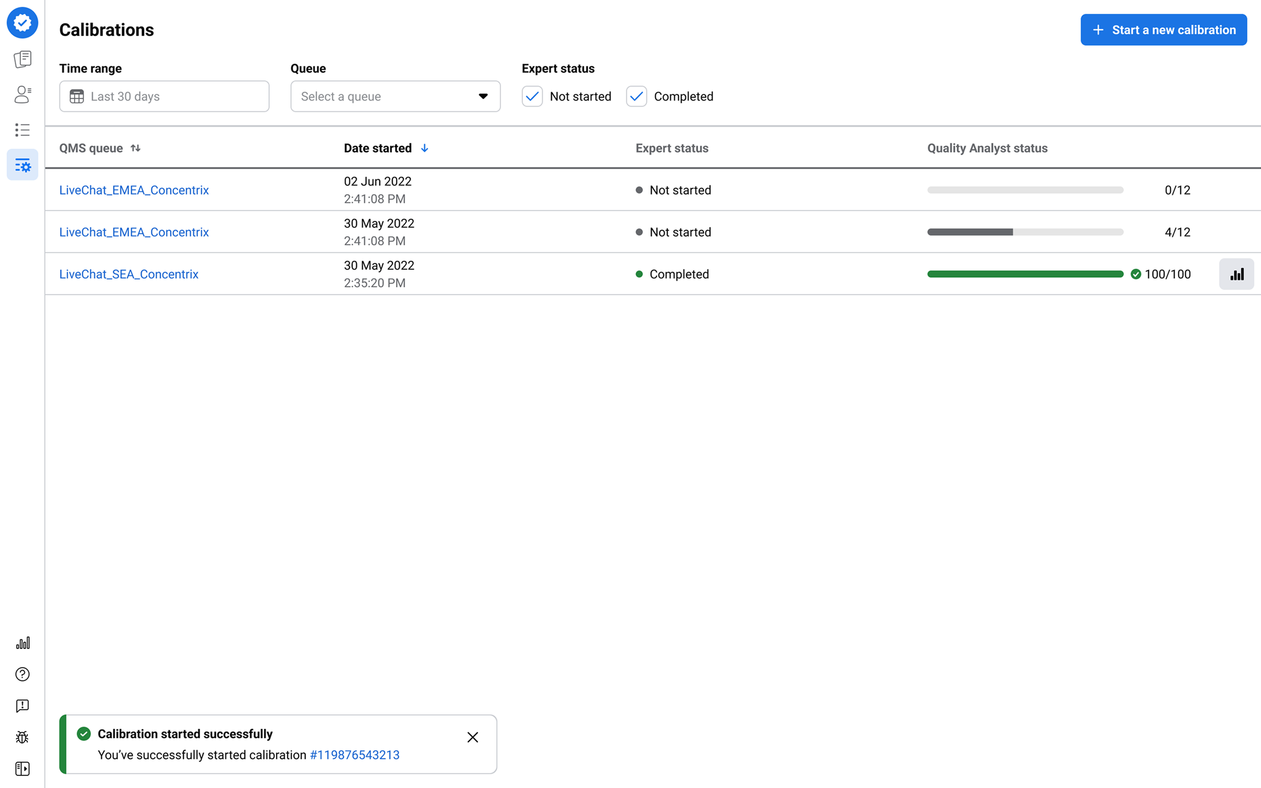 image of calibration dashboard