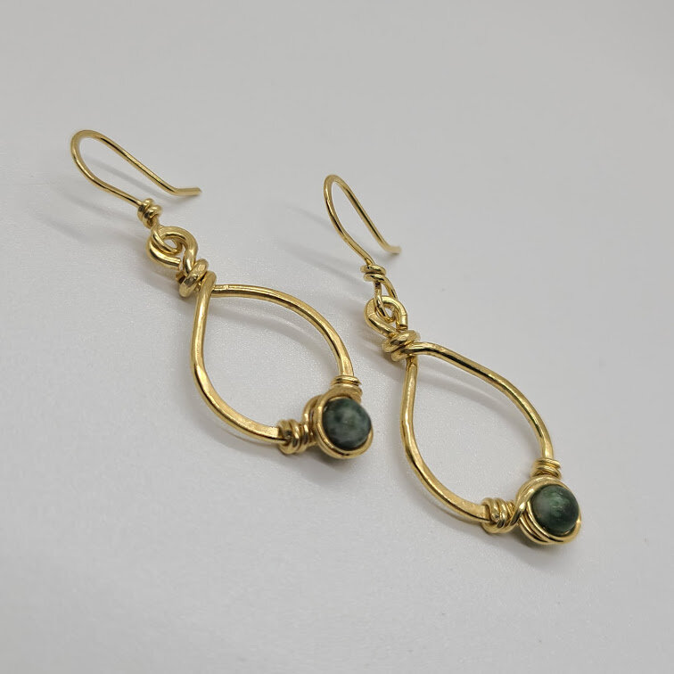 Tiny moss agate hoops