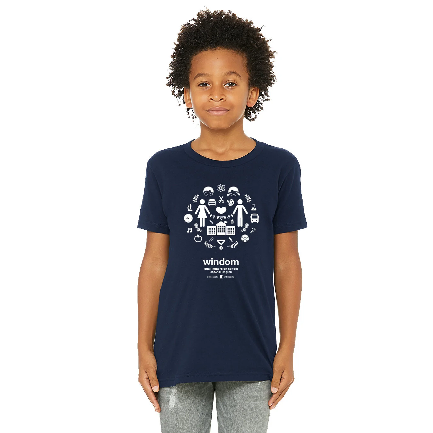 Bella_YouthShirtSleeve_3001Y-Navy_MDL.jpg
