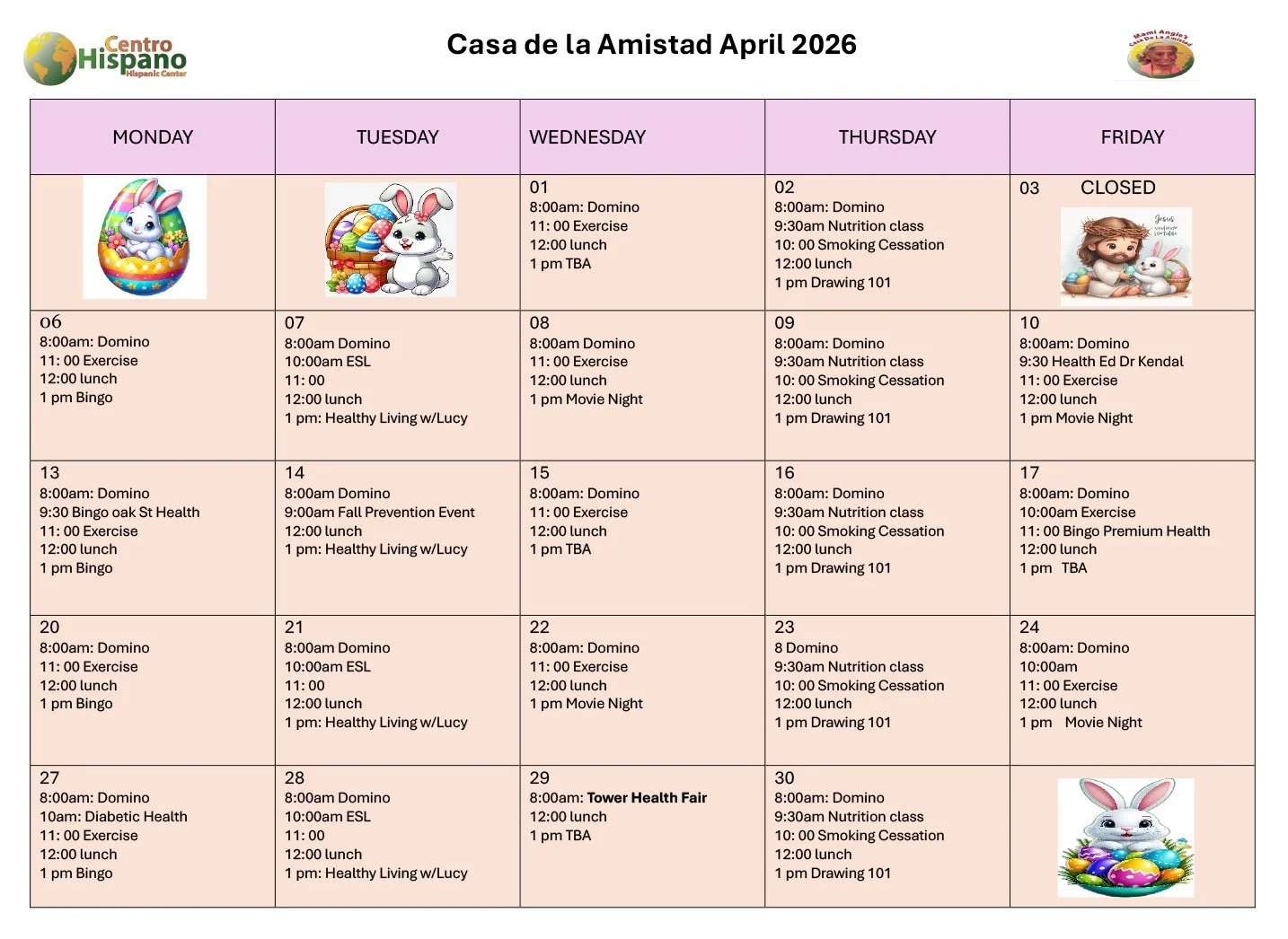 Centro - April 2026 Calendar