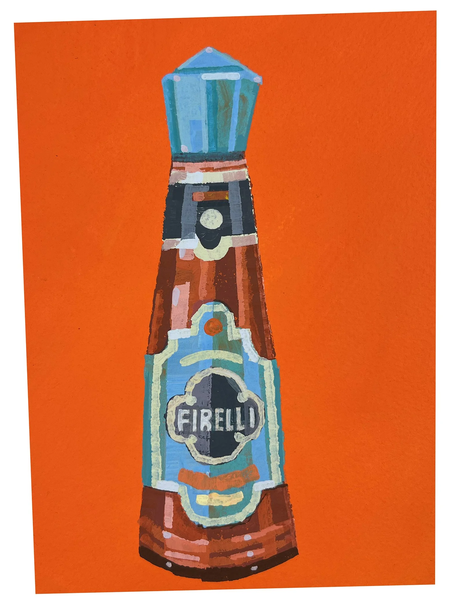 Firelli, 2025, gouache on paper