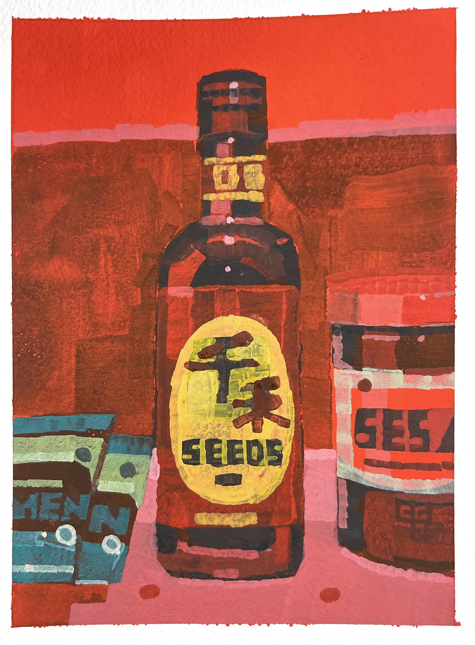 Seeds, 2025, gouache on paper