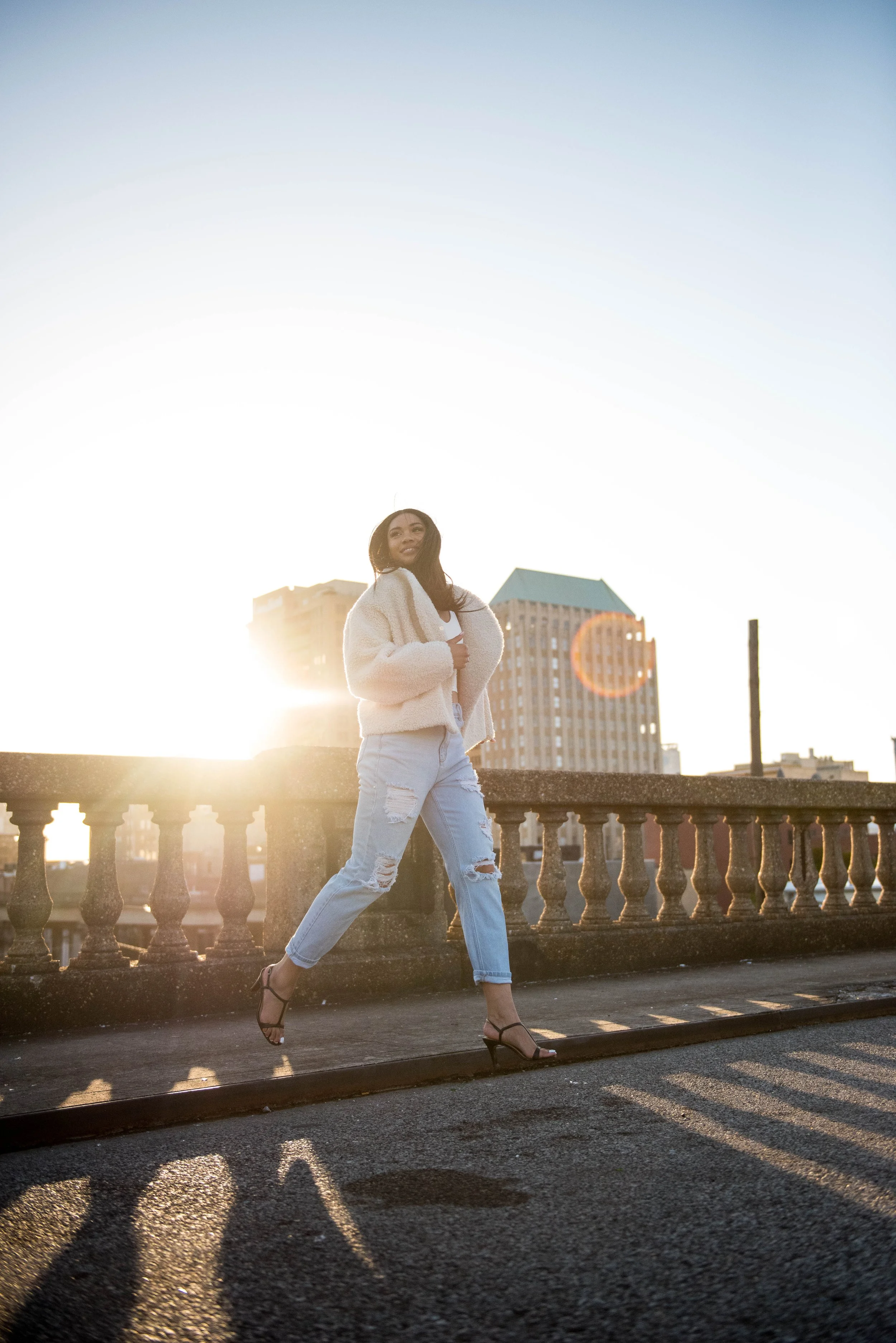 Golden hour rooftop graduation portrait in Birmingham Alabama by Darling Dear Photo