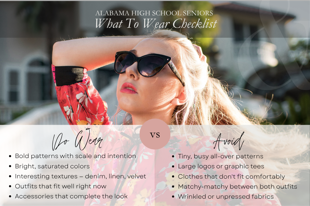 Darling & Dear checklist for what to wear or avoid for your alabama senior session