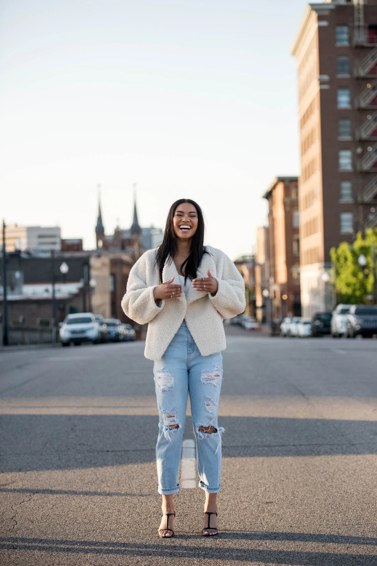 Editorial senior portrait in Birmingham Alabama street, Darling Dear Photo