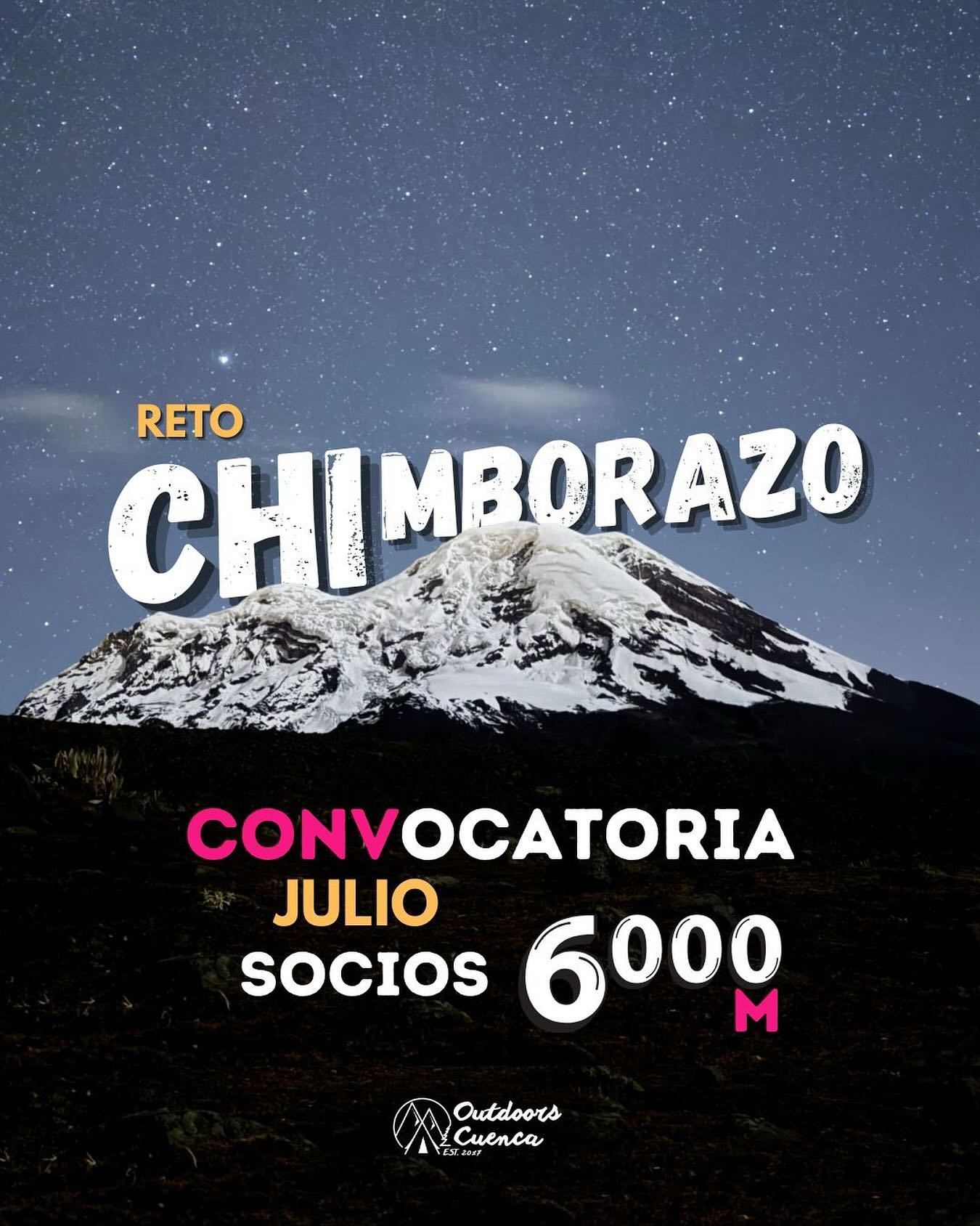 🚨🚨 Abrimos Convocatoria, vamos por las primeras cordadas de socios 6000 🏔️🔝 seguimos avanzando en nuestros Retos, se viene la cumbre del Chimborazo y vamos a preparar las primeras coordadas para el 1er 6000 de la temporada!
Convocamos a nuestro