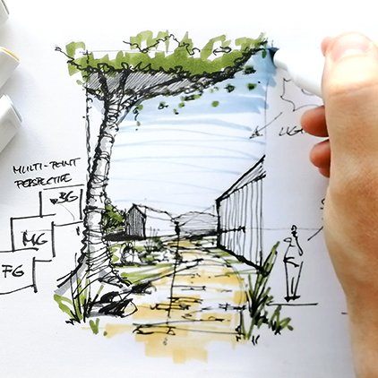 How to Draw Multi-Point Perspective Sketch with Color Markers — Sketch Like  an Architect