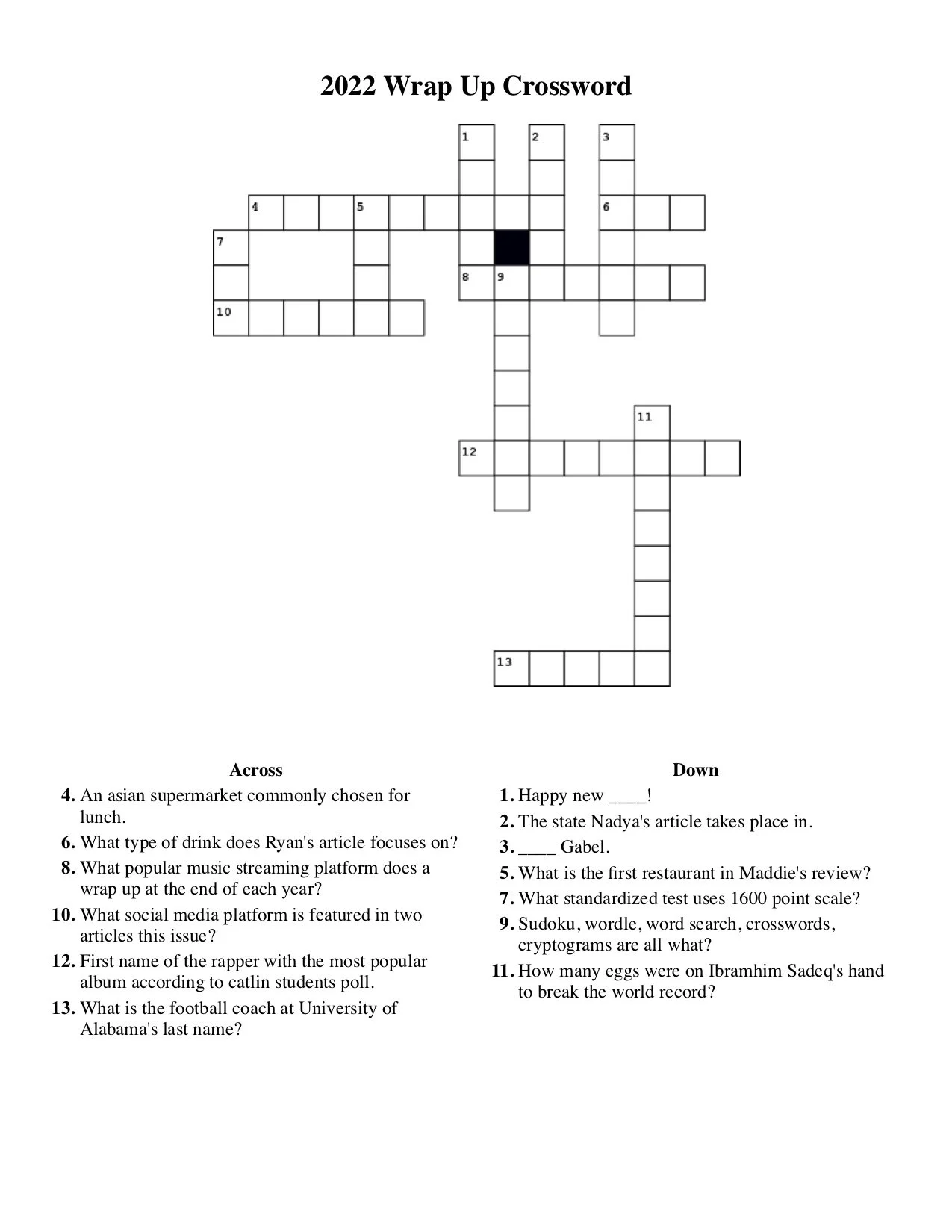 2022 Wrap Up Puzzle Section CatlinSpeak