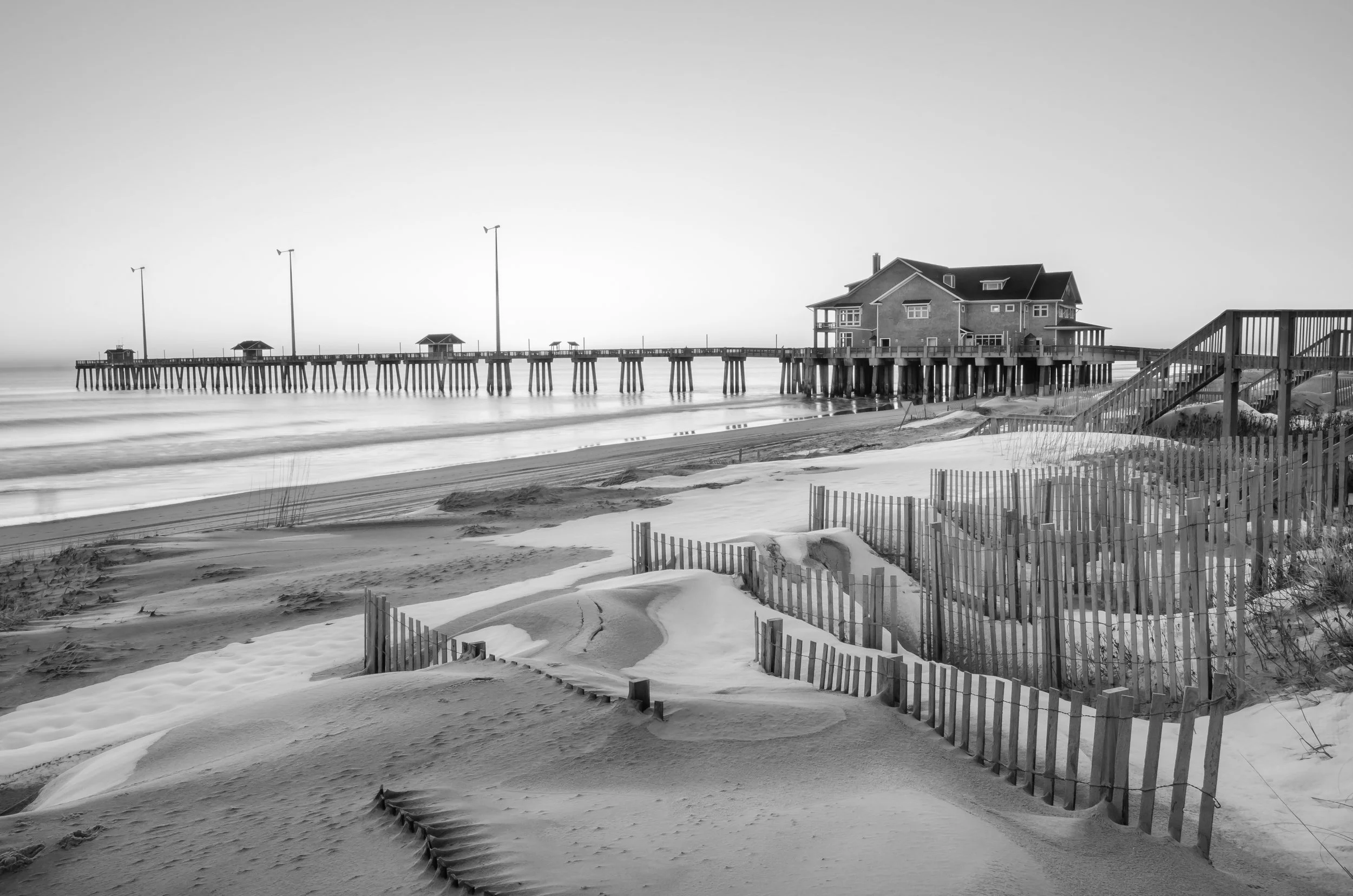 Jennettes Pier-Nags Head-Outer Banks-OBX-North Carolina-snow-black and white.jpg