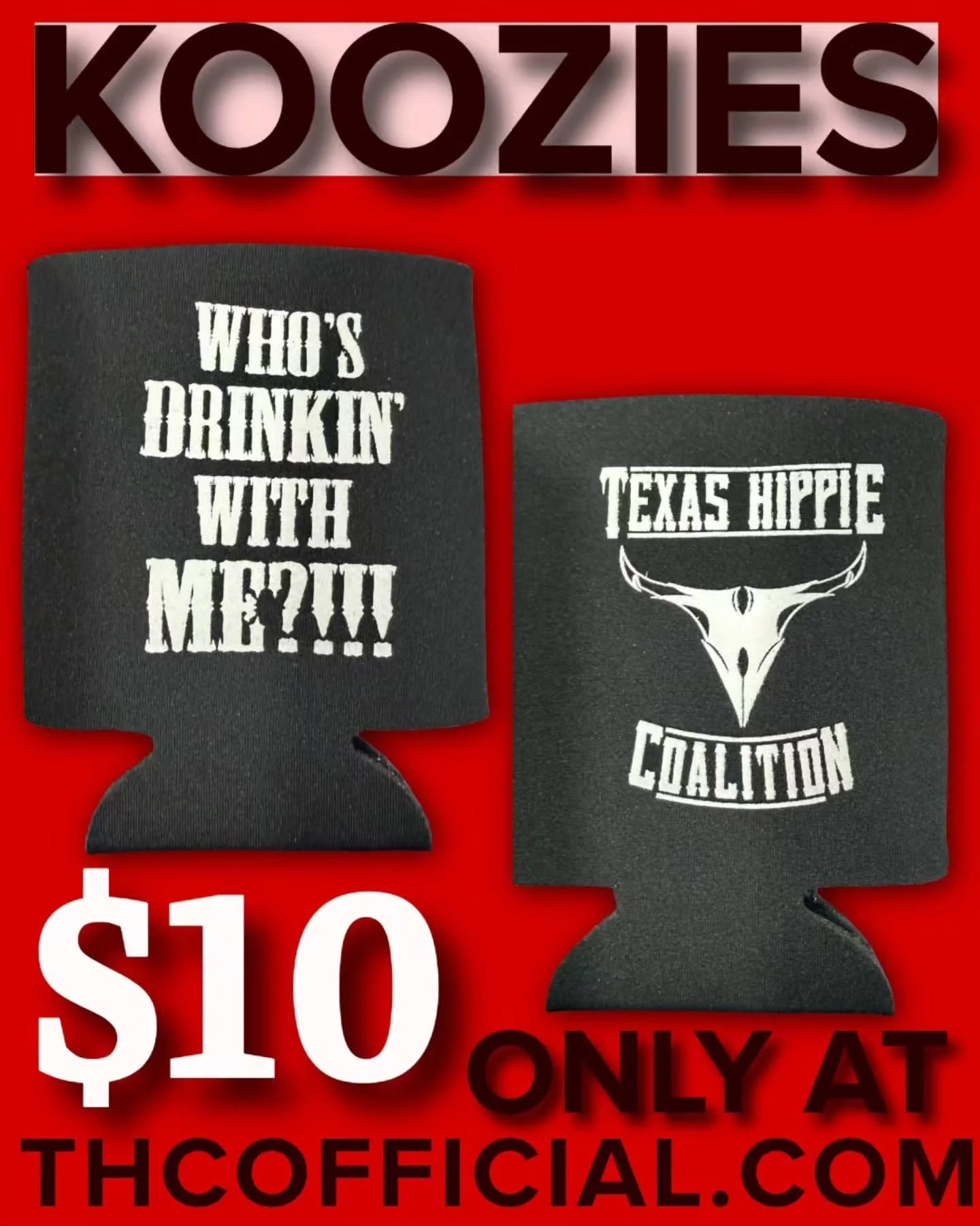 We got koozies, hats, bandanas and so much more at our online store!

Only place to get official THC merch at www.thcofficial.com/products