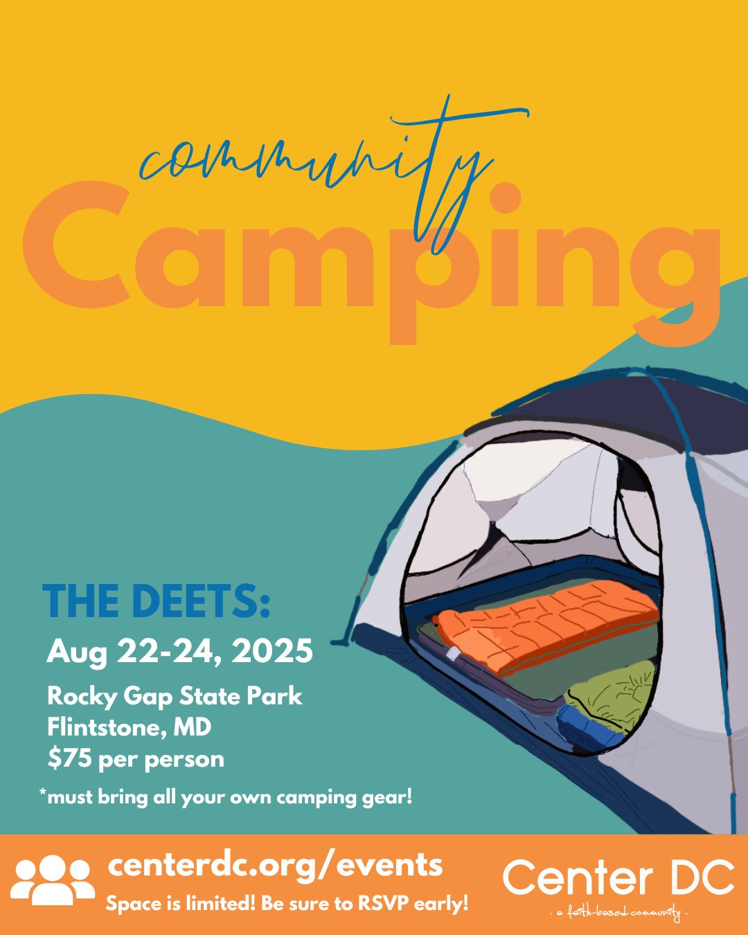 Get ready to reconnect with nature at our 4th Annual Community Camping Trip! Join Center DC at Rocky Gap State Park in Maryland for a weekend of hiking, swimming, and family fun. This event was a blast last year, and iA, this year will be even better