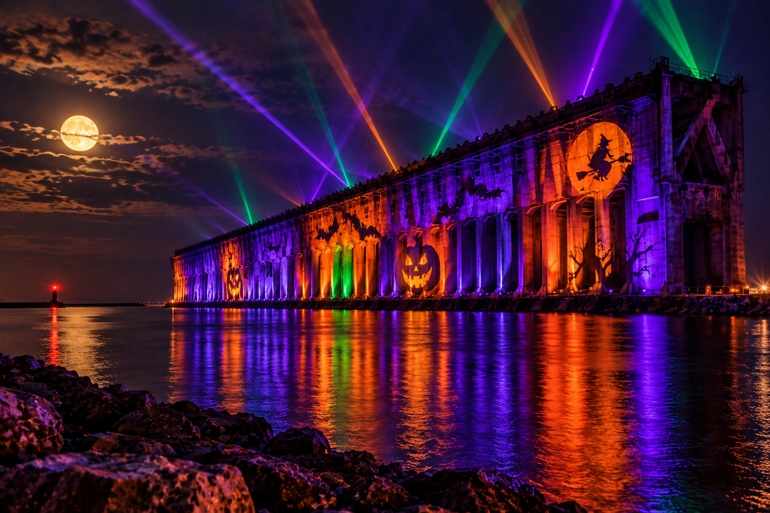 Lasers on the Ore Dock – Halloween Weekend