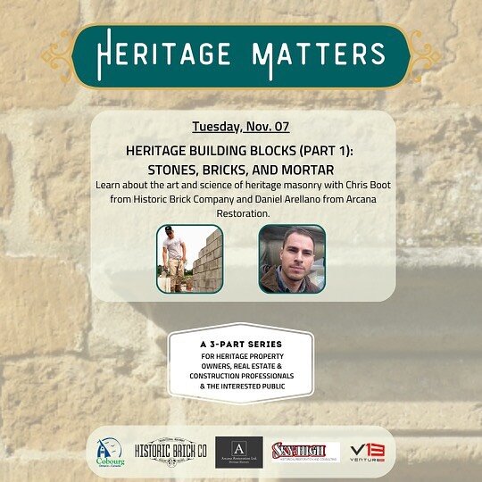 Daniel and Sasha had the pleasure of presenting at the Heritage Matters speakers series in Cobourg earlier this week. Thanks to @mina.smirnova_ and the @townofcobourg Heritage Department and ACO for inviting us to speak about heritage masonry!
-
We w