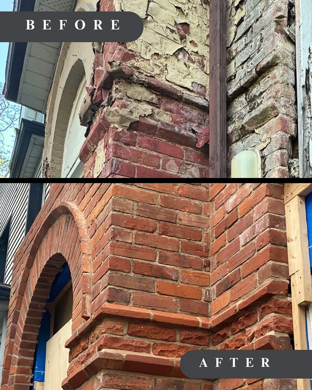 We shared this on our stories a few weeks ago, but the story of this facade rebuild definitely deserves a place on the main feed, too! We are so proud of this project, and immensely grateful to the team that made it all possible. This was a fascinati