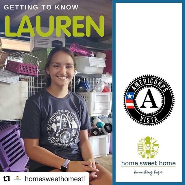 #Repost @homesweethomestl with @get_repost
・・・
Home Sweet Home has an excellent Americorps Summer VISTA again this year. Say hello to Lauren! This recent graduate of MICDS will be attending Furman University in the fall. Two years ago, she started vo