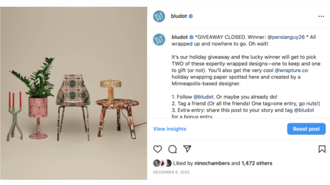 Organic social giveaway