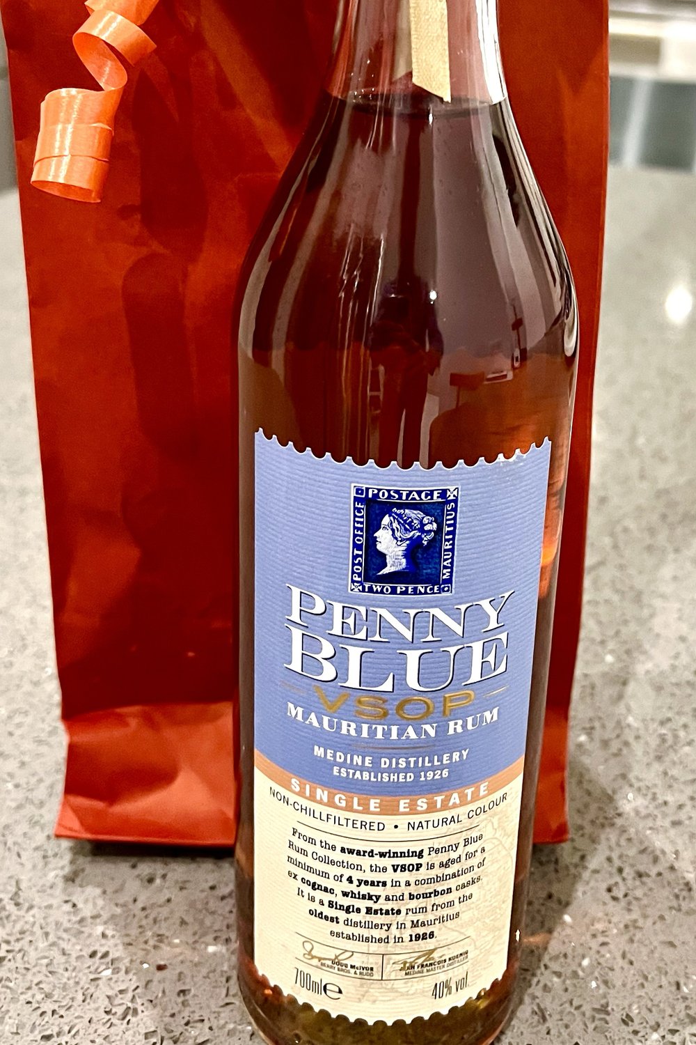 Penny Blue Rum from Mauritius.