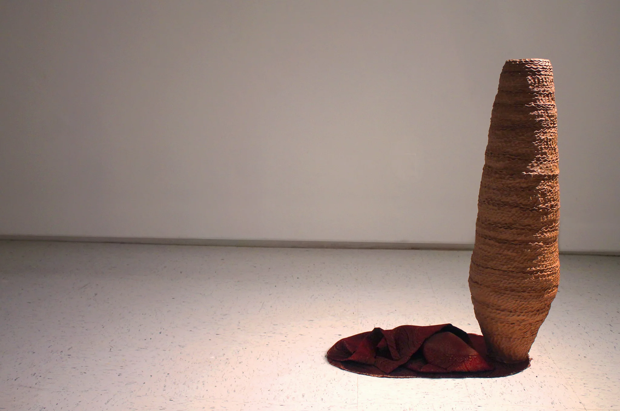   “Vessel with shadow”  2017 Terracotta, fabric 