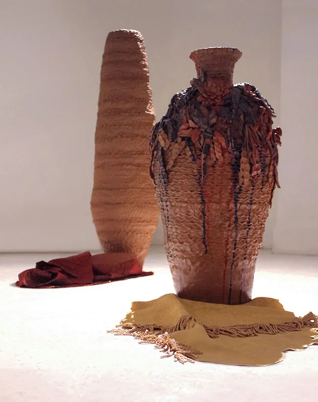   “Vessels with shadows”  2017 Terracotta, fabric 