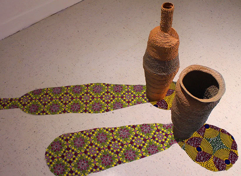  “Directional Shadows”  2017 Terracotta, Ankara fabric     