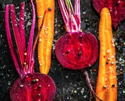 Roasted beets and carrots