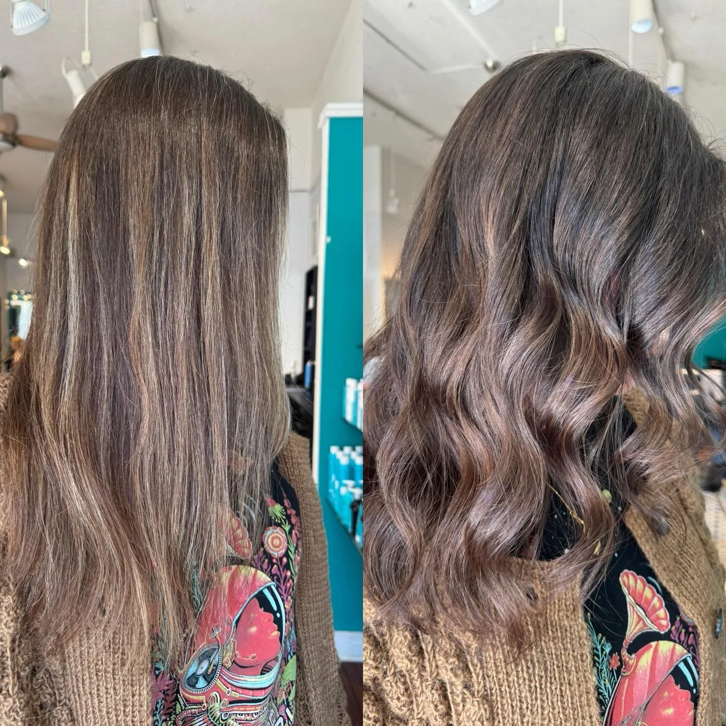 These before &amp; afters are such a fun mother&ndash;daughter combo getting a fresh spring refresh 🌸✨

First look: taking last year&rsquo;s grown-out highlights into a rich, blended demi-permanent chocolate brown for added shine, depth, and that he