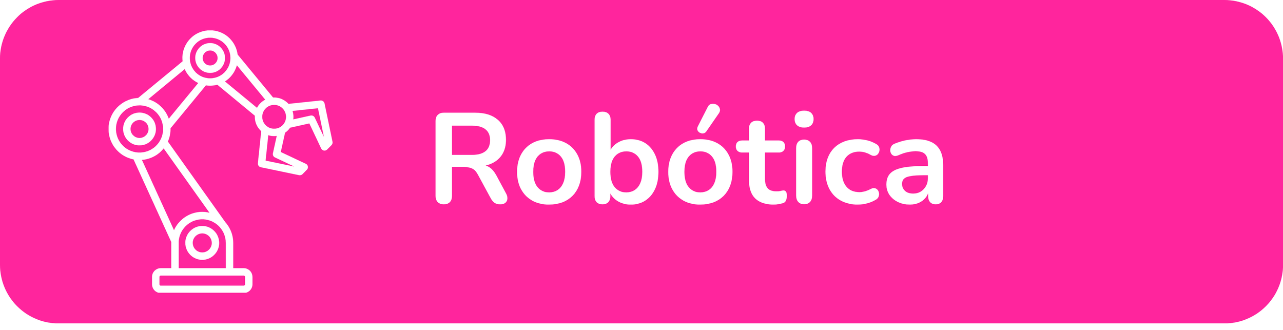 Pink background with a white robotic arm and the word 'Robótica' centered.